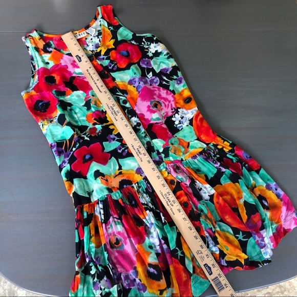 Vintage Mix It Funky Floral Colorful Dress Medium - Picture 6 of 7